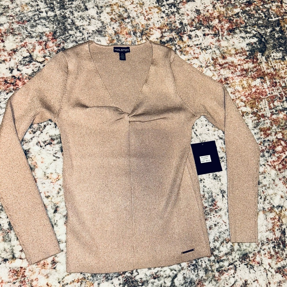 Halston knot detail V-neck sweater